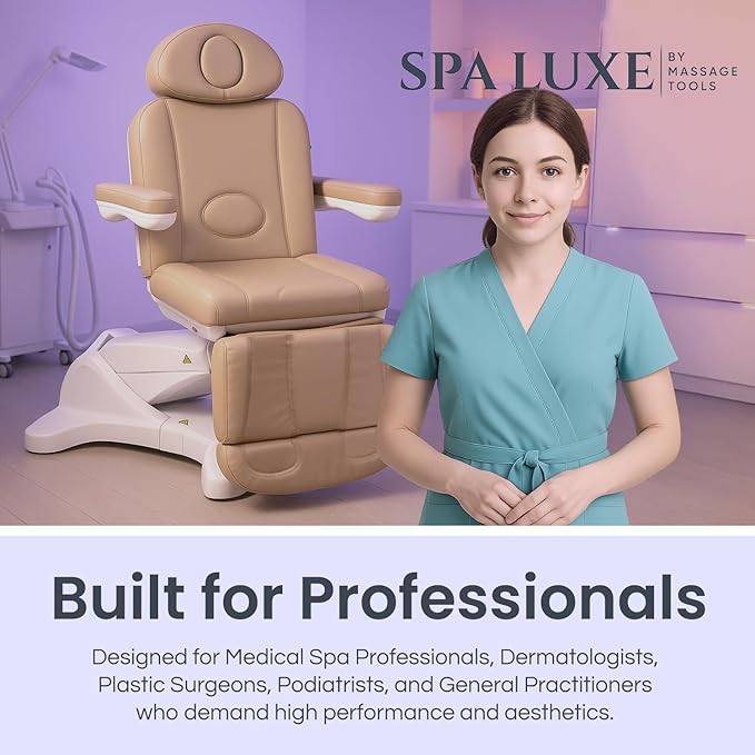 Spa Chair for Esthetician, Electric Facial Bed with 240° Rotation, 4 Motors, and Adjustable Headrest, Professional Medical Spa Exam Chair - 2246B, (Black)