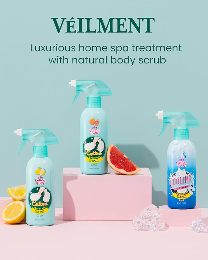 Cotton Foot Shampoo Soap (Grapefruit, 13fl oz*2, Pack of 2) - Refreshing Cleanse Spray, Deodorizing Foor Care. Foaming Wash, Easy to Use