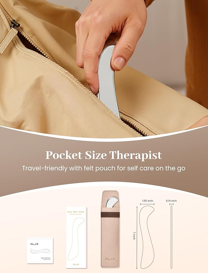 lifechill Stainless Steel Gua Sha Tools for Whole Body, Heavy-Duty Metal Muscle Scraper Tool for Pain Relief Deep Tissue, Fascia Massage Tools for Soft Tissue Therapy