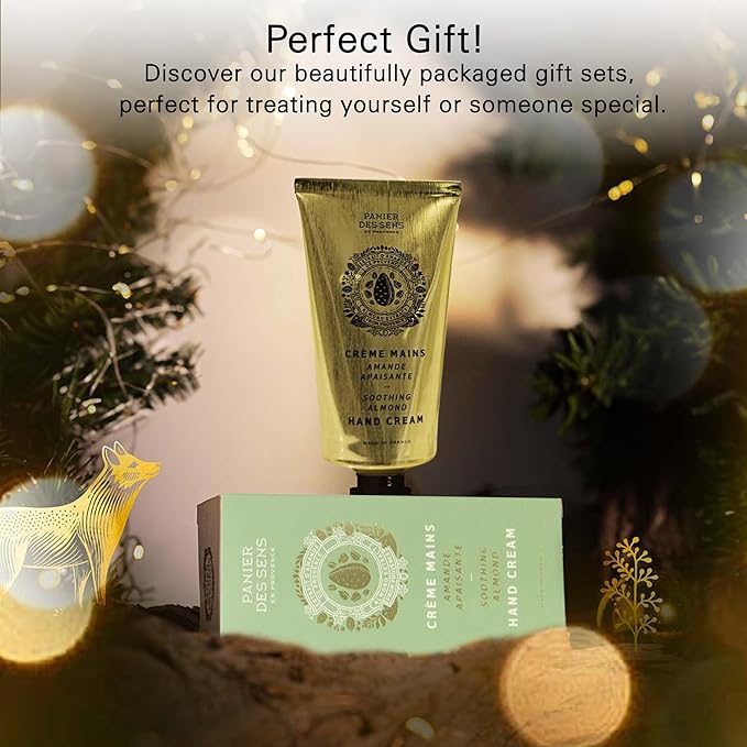 Panier des Sens Almond Hand Cream - Nourishing Shea Butter Hand Cream for Dry Cracked Hands 97% Natural Ingredients - Dermatologically Tested Hand Lotion for Woman Made in France, 2.5 fl oz