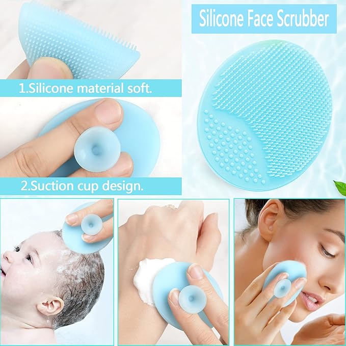 6 PCS Silicone Face Scrubber Brush Set, 2pcs Lip Scrub Brush, 2PCS Face Cleansing Brush Silicone Face Exfoliator Tool, 2pcs Facial Applicator Brush for Women Men