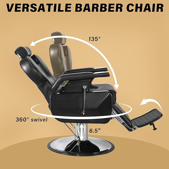 Barber Chair Salon Chairs for Hair Stylist Heavy Duty Hydraulic Reclining for Salon Barbershop Hair Stylist Professional