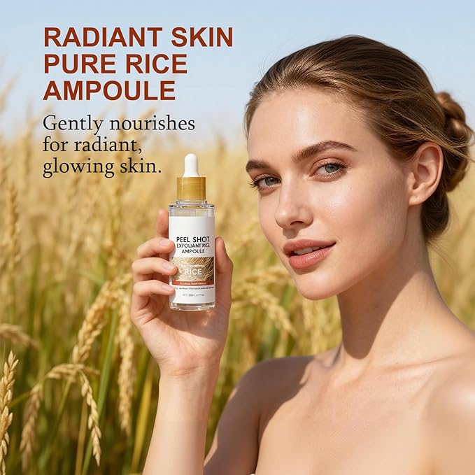Peel Shot Glow Rice Ampoule Duo, White & Black Rice Exfoliating Ampoules for Face and Body Scrub, Gentle Soft Peel Exfoliating, Deep Hydrating Formula for All Skin