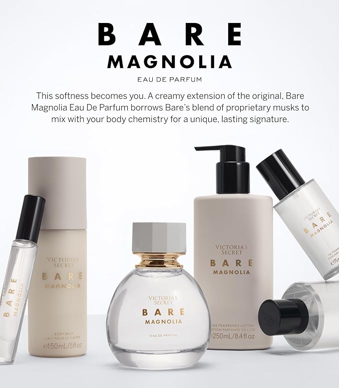 Victoria's Secret Bare Magnolia Eau de Parfum, Notes of Orange Flower, Wood & Vanilla Musk, Perfumes for Women (1.7 oz)