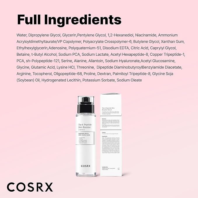 COSRX 6X Peptide Collagen Booster Toner Serum with Copper Peptides, Niacinamide & Hyaluronic Acid Skin Renewal Boosting Facial Essences, Korean Skin Care, 5.07 fl.oz, Stocking Stuffers