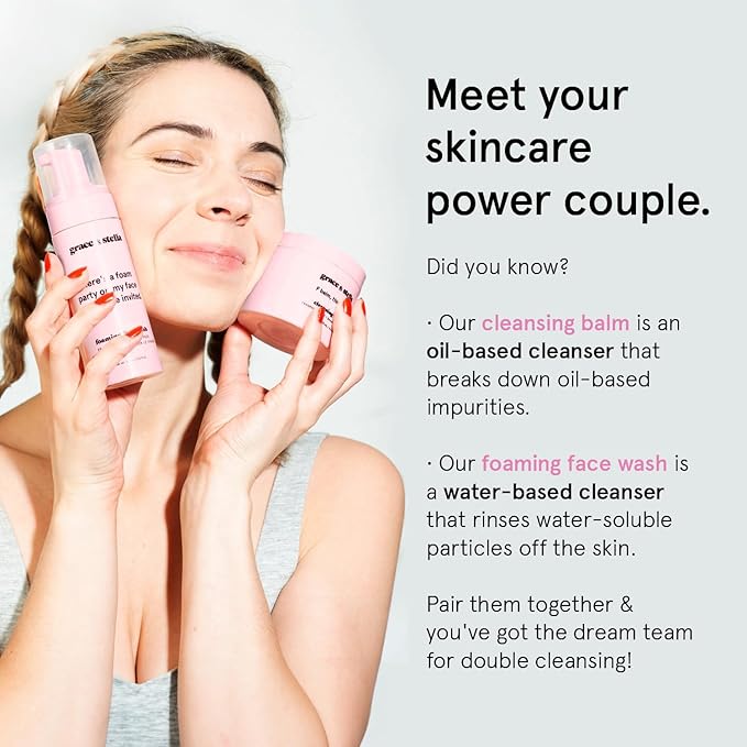 grace & stella Cleansing Balm - Travel Size Makeup Remover - Deep Cleansing & Hydrating Face Cleanser - Dissolves Waterproof Make Up, SPF & Impurities - Gentle on Skin - Vegan Skincare (41 g/ 4.3 oz)