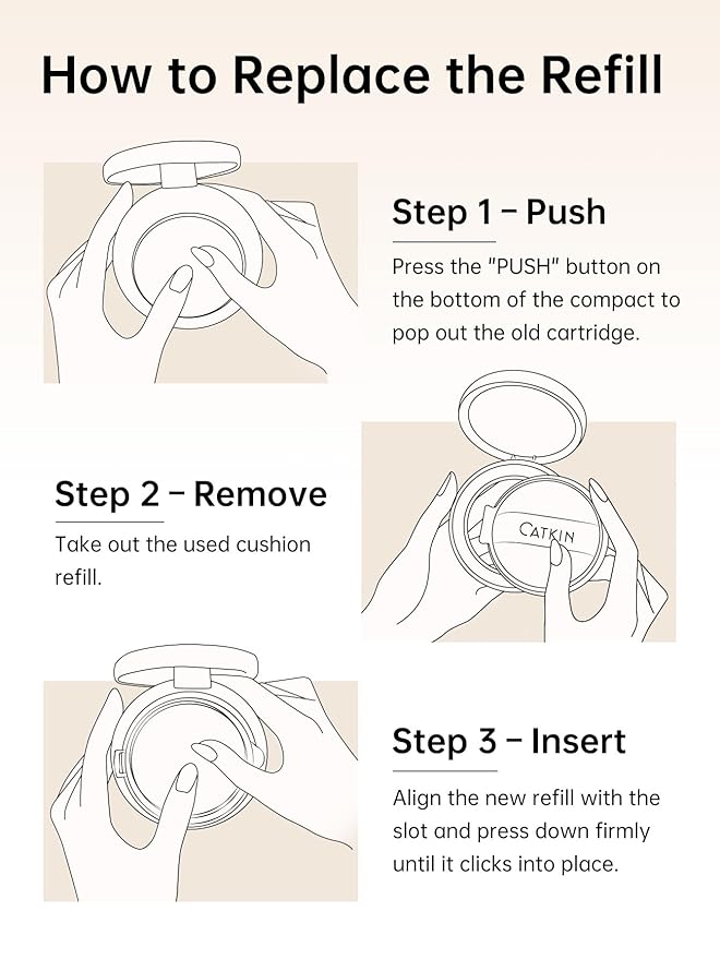 Catkin Phoenix Cushion Foundation Buildable Coverage Anti-Aging Serum Makeup, Sheer Satin Finish, Refill Included, Light Beige 0.46 Oz x 2, N12 NATURAL BEIGE