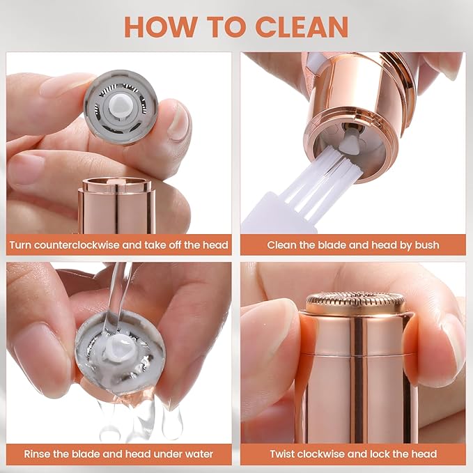 Facial Hair Remover for Women- as Seen on TV Painless Face Shaver -Mini Hair Remover, Electric Razor Shaver Portable Bikini Epilator for Lips, Chin(White+2 Heads)