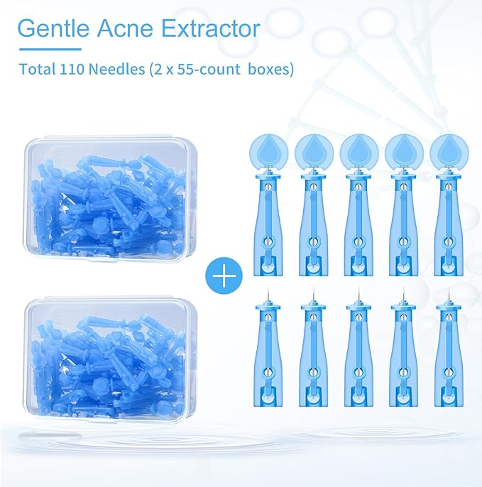 110PCS Disposable Acne Needles, Pimple Popper Tool Kit for Cosmetic Use,Skin Blemish Removal Tool,Convenient for Skincare use at Home and During Travel