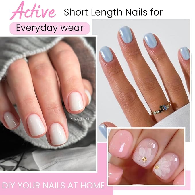 Extra Extra Short Round Gel Nail Tips, SINOKAME Extra Short Press on Fake Nails Clear Round, Full Matte No File Small Petite Child Size Nails for Nail Extension,600 Pcs 13 Sizes with Refills 4&5