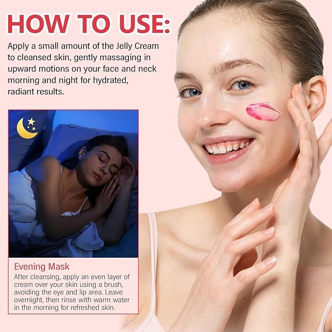 Collagen Jelly Cream - Instant Face Lift & 24h Hydration - Korean Skincare with Hydrolyzed Collagen - No Artificial Colors, 3.38 Fl Oz - Real Results, Transform Your Skin