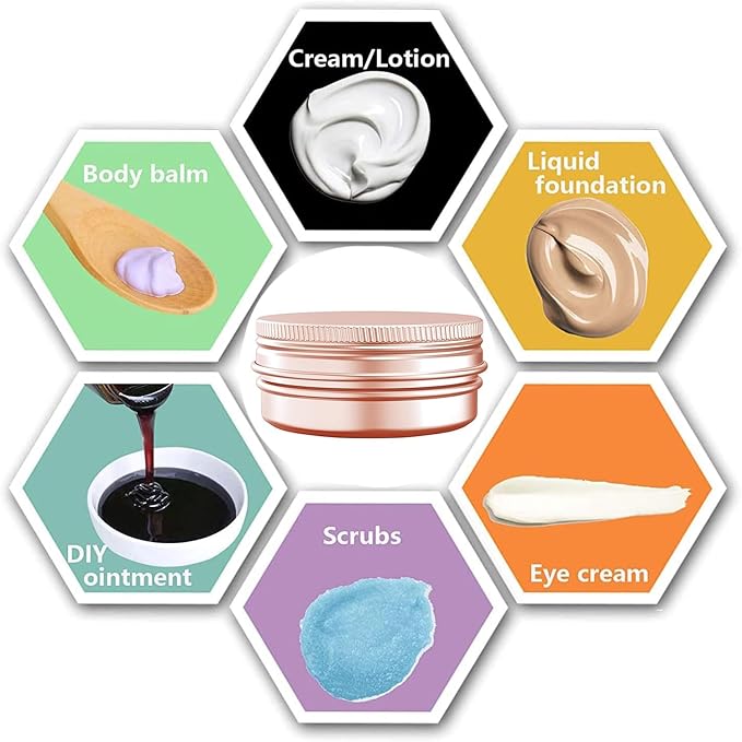 2 Ounce Aluminum Tin Jar with Screw Cap 60mL Tin Cans Refillable Containers for Cosmetic, Lip Balm, Cream, Lotion, Balms, Spices, Salve, Rose Gold 80 Pcs