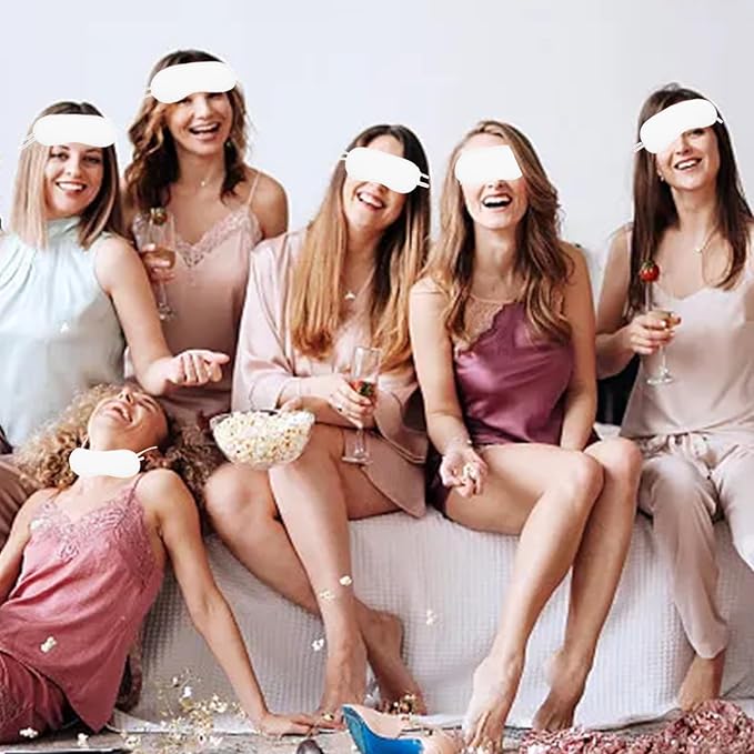 20 PCS Eye Mask Sleepover Party Supplies, Slumber Party Favors for Girls Pajama Party Decorations Sleep White Soft Shade Blindfold Eye Covering, Color the Bulk Game Stuff with 8 PCS Fabric Marker Pens