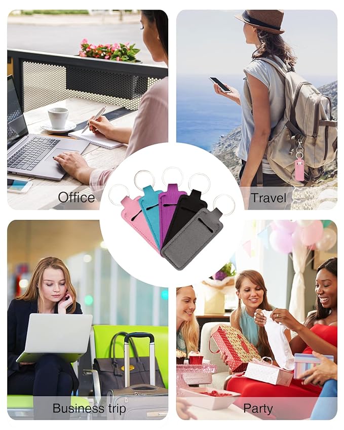 Lip Balm Sleeve Pouch Chapstick Holder With Clip Lipstick Lip Gloss Holder Stocking Stuffers Gift for Women (5pcs)