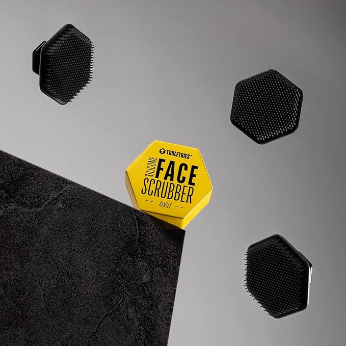 TOOLETRIES Men's Face Scrubber - Premium Silicone Facial Cleansing Brush, Gentle Exfoliator Pad & Soft-Touch Massager - Removes Dead & Dry Skin - Long Lasting Shower Accessories - Charcoal