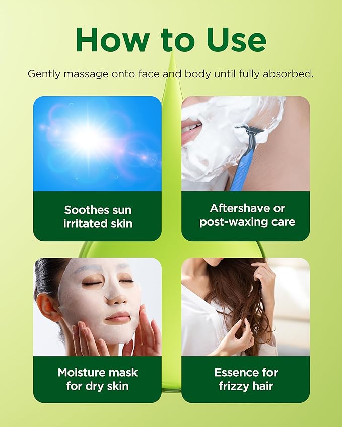 A'SOME After Sun Aloe Soothing Gel Korean Multi-Purpose Cooling Moisturizer with 99% Aloe Vera and Cica for Face Hair & Body for Dry Sensitive Skin, Non-Sticky Formula Free from Parabens, 6.8fl.oz