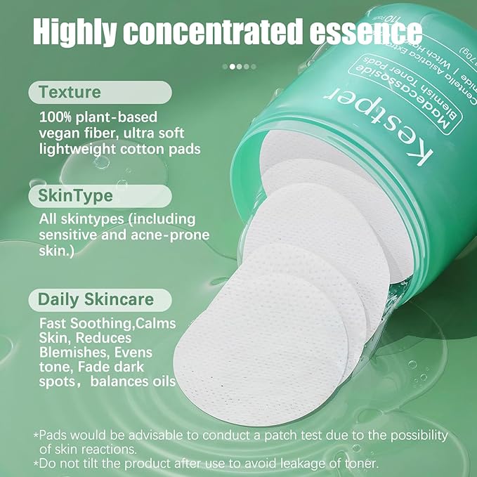 Madecassoside Toner Pads|Soothe Redness,Strengthen Barrier & Refine Pores with Centella Asiatica,Caffeine + Niacinamide | 110 Pads for All Skin Types