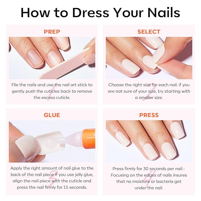 modelones Black Short Press on Nails, Oval Fake Nails Kit Press Ons with Nail Glue, Adhesive Tabs, Nail File, Prep Pad, Manicure Stick, 32Pcs 16 Sizes, Christmas