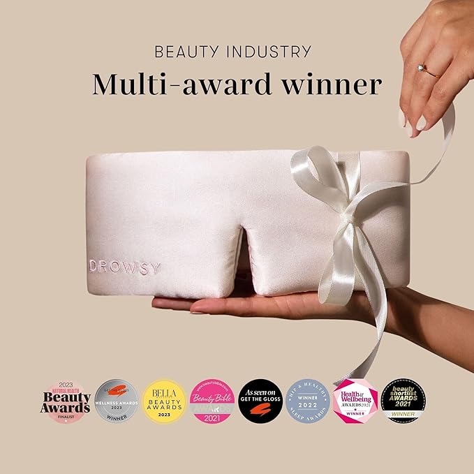 DROWSY Silk Sleep Mask. Face-Hugging, Padded Silk Cocoon for Luxury Sleep in Total Darkness. (Dusty Gold)