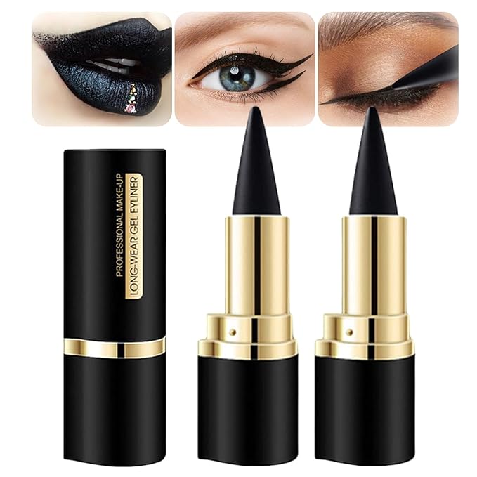 Go Ho Black Gel Eyeliner Stick,Waterproof Eye Cream for Women,Cat Eye Smokey Eyeshadow Stick Crayon,Goth Halloween Makeup,delineador de ojos contra el agua