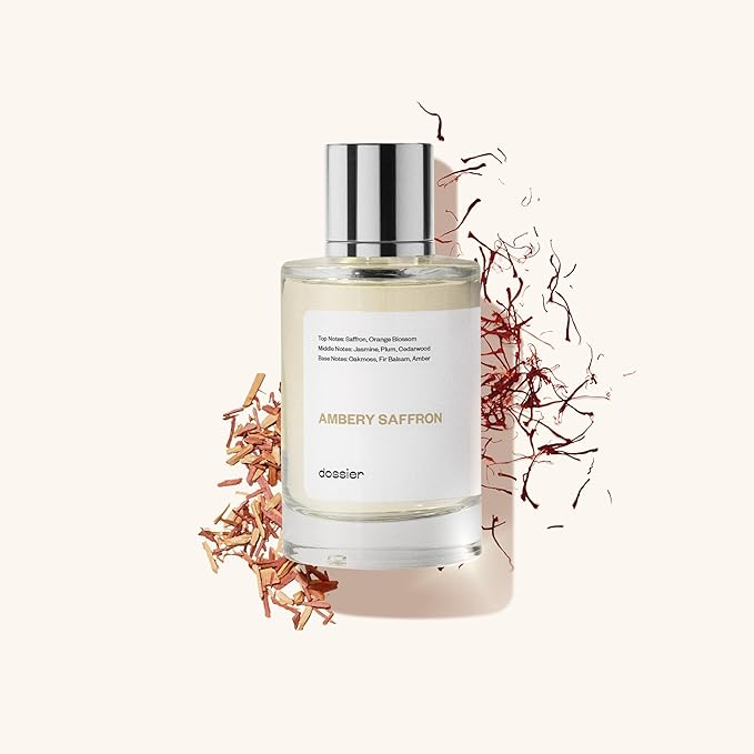 Dossier - Ambery Saffron - Eau de Parfum - Inspired by MFK's B.accarat R.ouge 5.40 - Vegan, Unisex Perfume Spray - 3.4 Fl Oz (100ml)