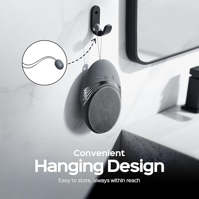 COSLUS Silicone Face Scrubber for Men: 5 Cleansing Modes Facial Cleansing Brush for Beard Care, Sensitive Skin - Deep Cleansing & Gentle Exfoliating, Waterproof Portable for Shower & Travel, Grey