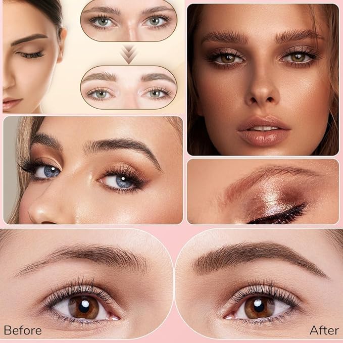 Microblading Eyebrow Pencil, 2025 New Waterproof Eyebrow Pencil, Premium Microblading Eyebrow Pen with 4 Tip, Long-Lasting Natural Magic Eyebrow Makeup Fine Stroke Eye Brow Pen for Women (Gray)