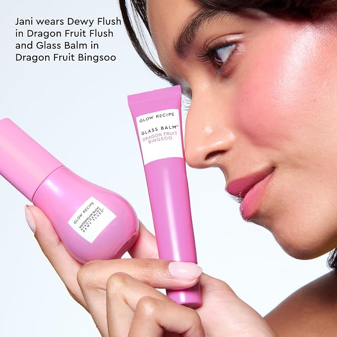 Glow Recipe Niacinamide Dewy Flush Tinted Liquid Blush Serum - Glowy Blush for Cheeks to Smooth, Hydrate & Brighten - Liquid Korean Makeup with Buildable Soft Pink Tint - Dragon Fruit Flush (0.4 oz)