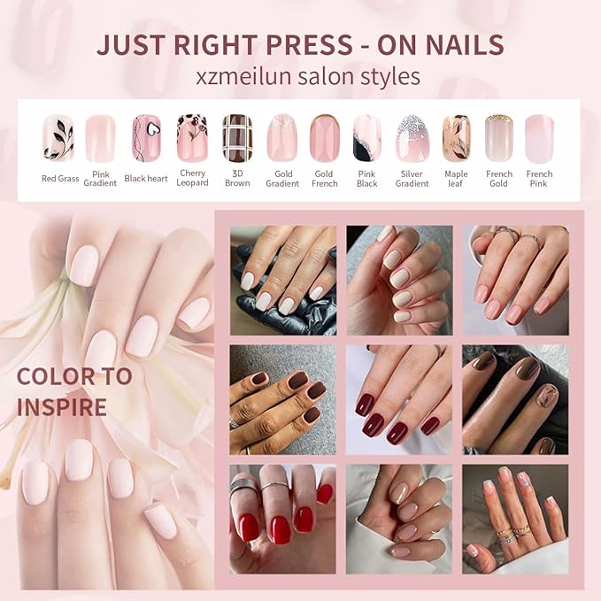 3D Handmade Spring & Summer Pearl Press On Nails Almond Medium 24 Pcs, Heart Designer Reusable Acrylic Fake Nails with Glue, Wedding and Party, Daily wear Nails fro Women Gift
