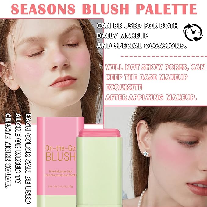 Blush Cream for Cheeks,Face Matte Contour Blush Makeup,Buildable Shimmer Facial Cheek Blusher Shades,Blendable Cosmetic Makeup Blush 01