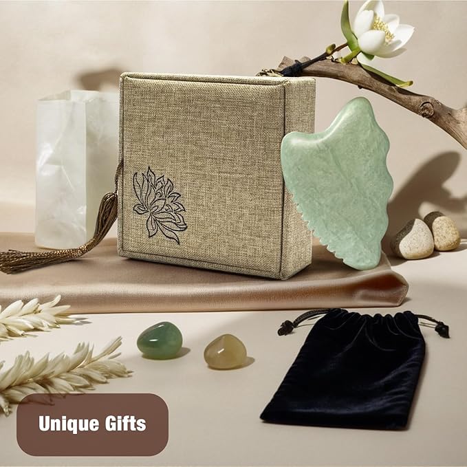 Gua Sha Facial Tools,Jade Gua Sha Stone Comb Edge, Guasha Tool for Face Jawline Sculpting Gifts