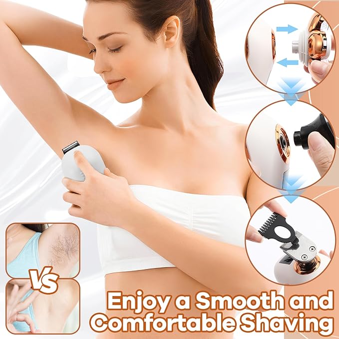Electric Razor for Women, 7D Facial Hair Removal, 5-in-1 Wet/Dry Bikini Trimmer, Electric Shaver for Women, Rechargeable Face Shaver for Arms Legs Armpit Pubic Area, Painless Womens Grooming Kit