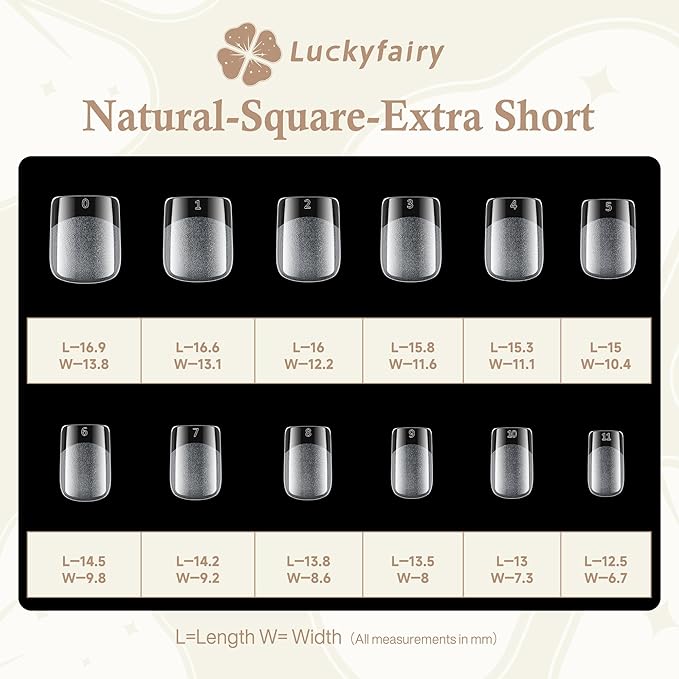 Extra Short Square Nail Tips: XS Short Nail Tips 360PCS Fake Nails 12 Sizes Soft Gel Pre-Shaped Acrylic Clear Square Press on Nails Tips for Nail Extension Home DIY Salon
