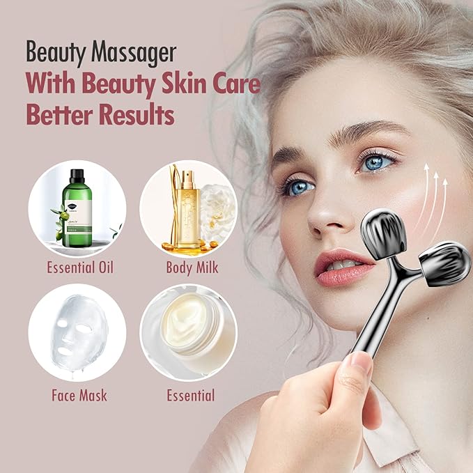 DANGSHAN Stainless Steel Face Roller and Gua Sha Massage Tool Set, Facial Massage Gua Sha Facial Tools Skincare for Face, Eye, Neck, Body Skin Care Tools Gift for Women
