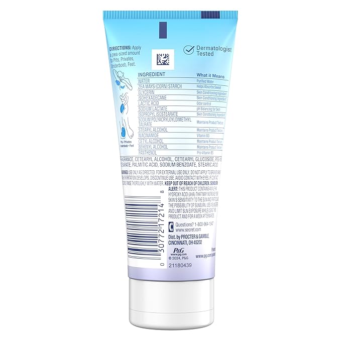 Secret Whole Body Deodorant Dry Feel Cream + Absorbs Sweat for Women, Completely Clean Scent, Aluminum Free Deodorant, 72 HR Odor Protection, 3.0 oz