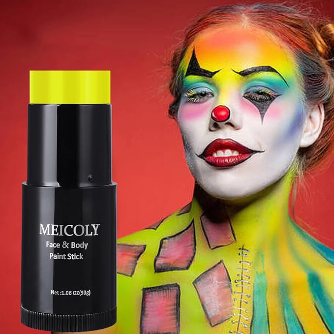 MEICOLY Ogre Green Face Body Paint Stick,Cream Face Paint for Disgust Goblin Demon Halloween SFX Special Effects Cosplay Makeup,Waterproof Eye Black Stick