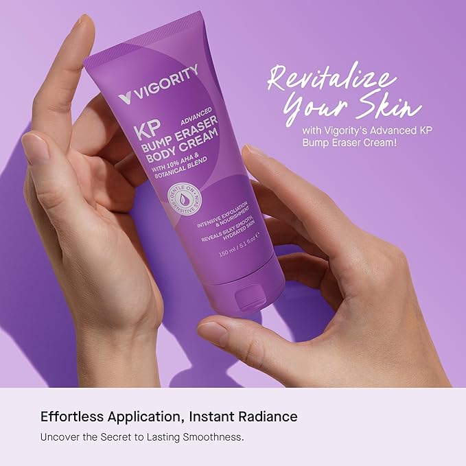 Vigority Keratosis Pilaris Treatment Cream with Lactic Acid – KP Body Bump Exfoliating Moisturizer for Rough, Bumpy, Dry & Flakey Skin, Strawberry Legs – 5.1 Oz