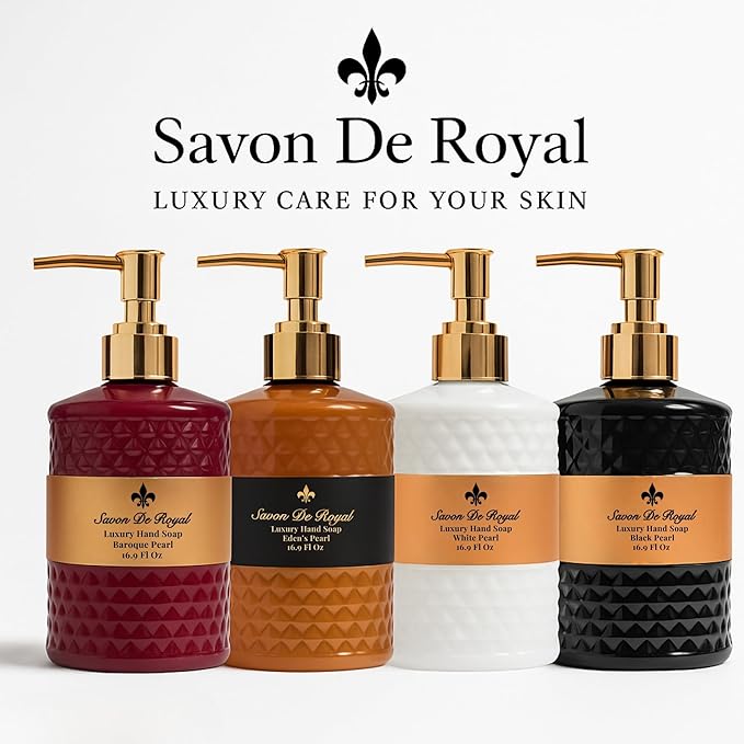 Luxury Pack of 3 Liquid Hand Soap, Jasmine/Musk Vanilla/Vanilla Orange Bathroom Soap Hand Wash Refillable Bottle Gift 50.7 Fl Oz