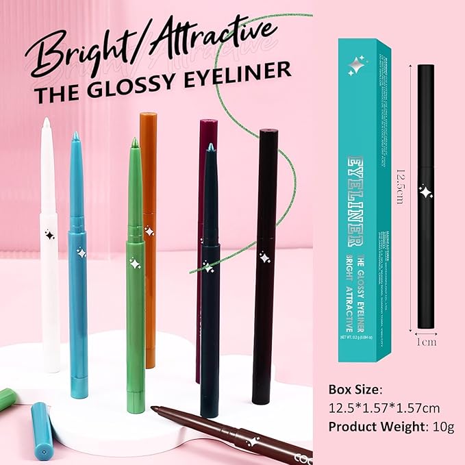 Green Eyeliner Waterproof Green Eyeliner Pencil Retractable green gel eyeliner Smudge-proof Long Lasting Hypoallergenic (04#)