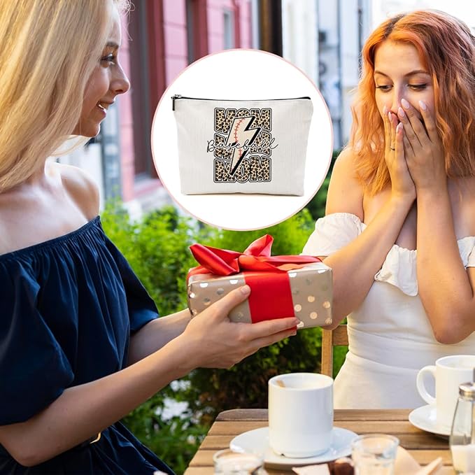 Baseball Gifts Mom Gifts, Baseball Stuff Leopard Makeup Bag, Mama Gifts for Mom Women Baseball Team Player, Baseball Mom Cosmetic Bag, Baseball Coach Gifts Toiletry Bag Christmas Birthday Gifts