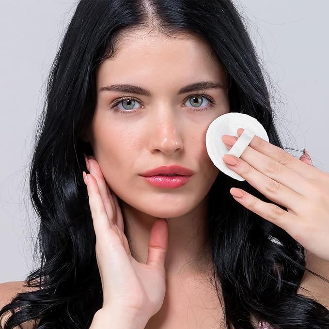 12 Pack 60mm Round Powder Puffs for Foundation Makeup Applicators, Soft Cotton Skin-Friendly Face Powder Sponge Velour Velet Puffs Pads for Cream Cosmetics- White