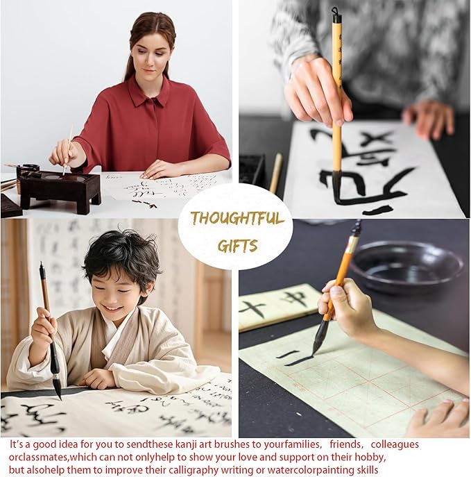 10-Piece Chinese Calligraphy Brush Set - Premium Writing Brushes for Beginners & Artists - with Roll-up Bamboo Brush Holder,Chinese Painting Brushes Set Flower Bird Line-Drawing Brushes