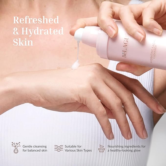 Hydrating Facial Cleanser with Squalane & Snow Mushroom | Gentle Face Wash for Makeup Removal & Soft, Hydrated Skin | Natural, Vegan (4.1 fl Oz)