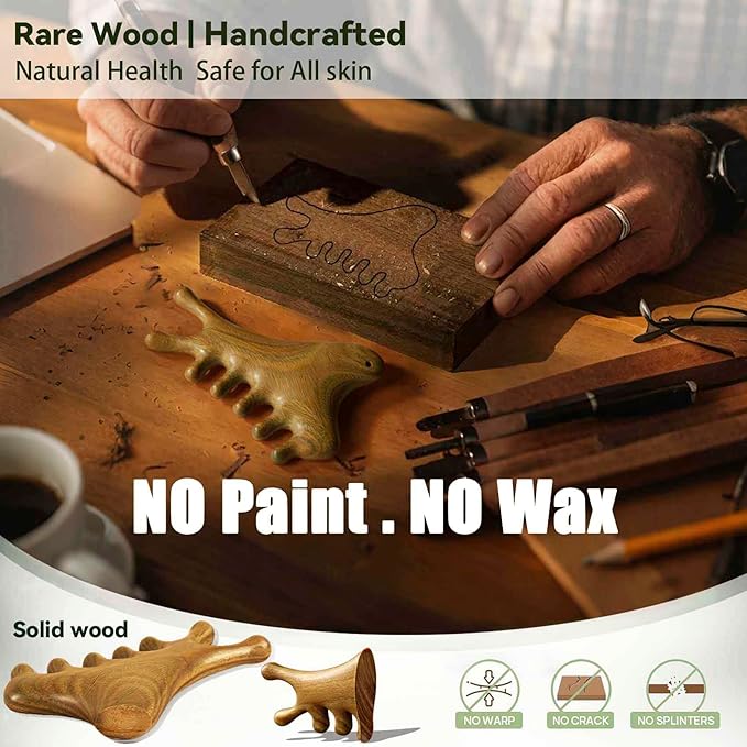 Gua Sha Tool for Face & Body โ 4 in 1 Natural Green Sandalwood,Lymphatic Drainage,Jaw Lifting & Nose Sculpting, Head Massage Comb for Stress Relief,Home Office Self Care,Gifts for Mom Girl Friend