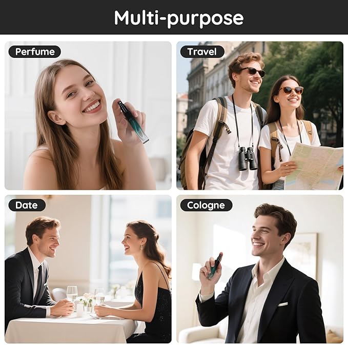 Segbeauty 0.34oz Refillable Perfume Bottle Travel, 5 Pack Glass Spray Bottles for Perfume, 10ml Empty Mini Fine Mist Cologne Travel Bottle, Portable Cologne Sprayer Atomizer with Refill Tool Kit