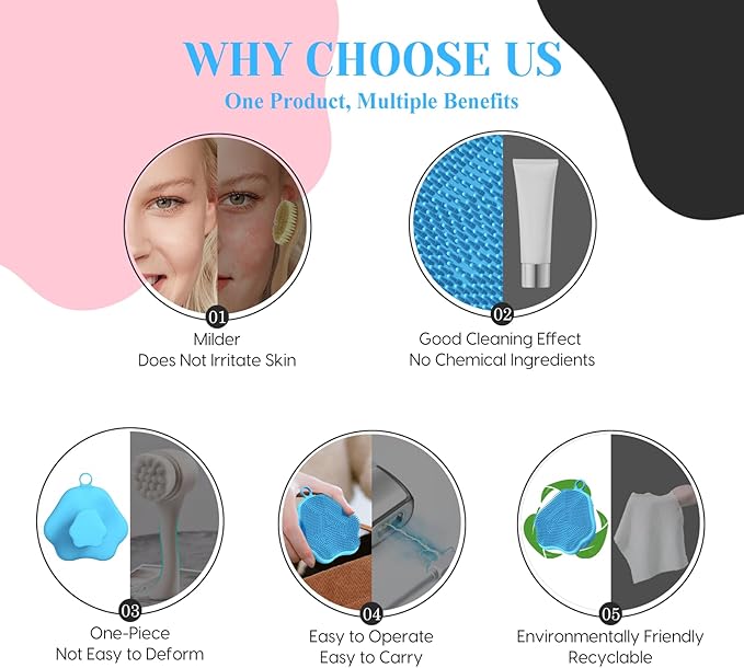 VWMYQ Silicone Face Scrubber - Exfoliating Face Scrubber for Women and Man, Gentle Facial Cleansing Brush Blackhead Acne Pore Pad Cradle Cap, Manual Soft Face Wash Brush for Deep Skin Care