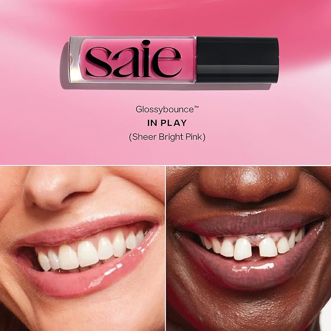 Saie SaieGlow Starter Makeup Kit - Glowy Super Gel, Dew Blush, and Glossybounce Lip Gloss - Essential Makeup Set in a Mini Reusable Jelly Travel Bag (3 Count)
