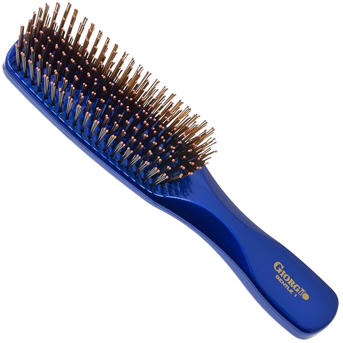 GIORGIO Hair Brush for Men and Women, Gentle Mini Detangler Hair Brush for Thick Hair, Scalp Massager Brush, Travel Detangling Brush, All Hair Types - Blue, 1 Count