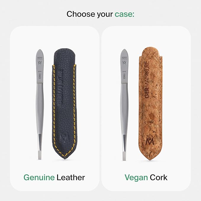 GERMANIKURE Arched Claw Tweezers in Leather Case - Made in Solingen Germany