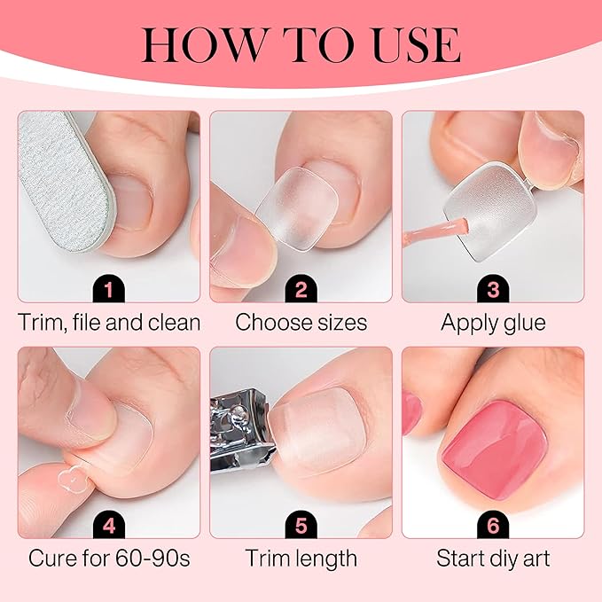 Square Gel Toe Nail Tips: 360Pcs 15 Sizes Full Cover Press On Toenails Long Wider Fake Toe Nails Soft Gel Pre-etched Double Matte For Nail Extensions Home DIY Nail Salon